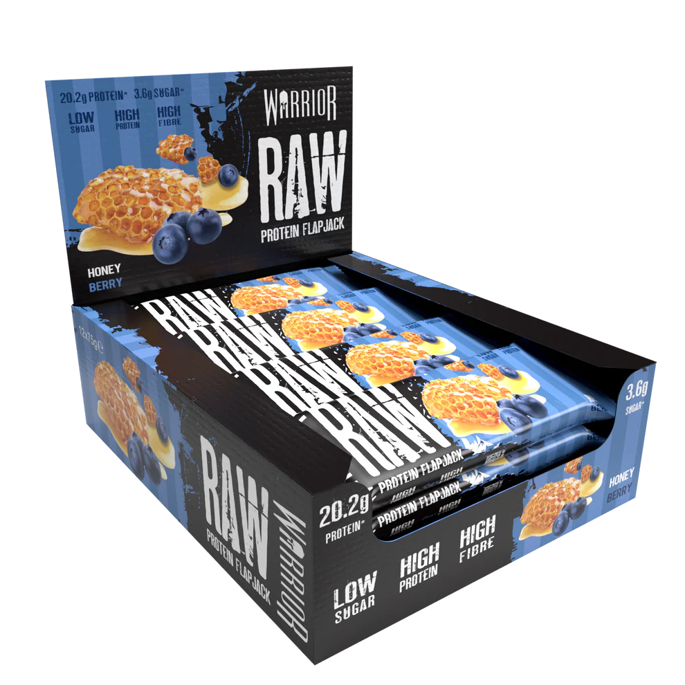 Warrior RAW Protein Flapjack - 12 Bars - Honey Berry