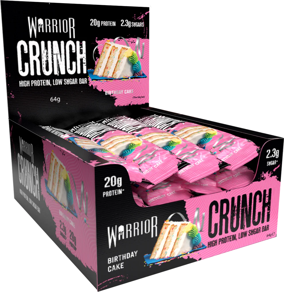 Warrior Crunch Protein Bars 12 x 64g - Birthday Cake