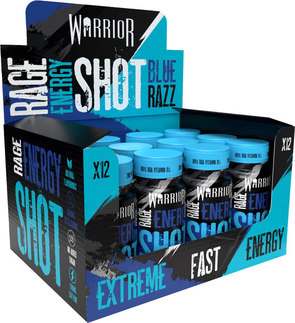 Warrior Pre-Workout Energy Shots - Blue Razz - 12x 60ml