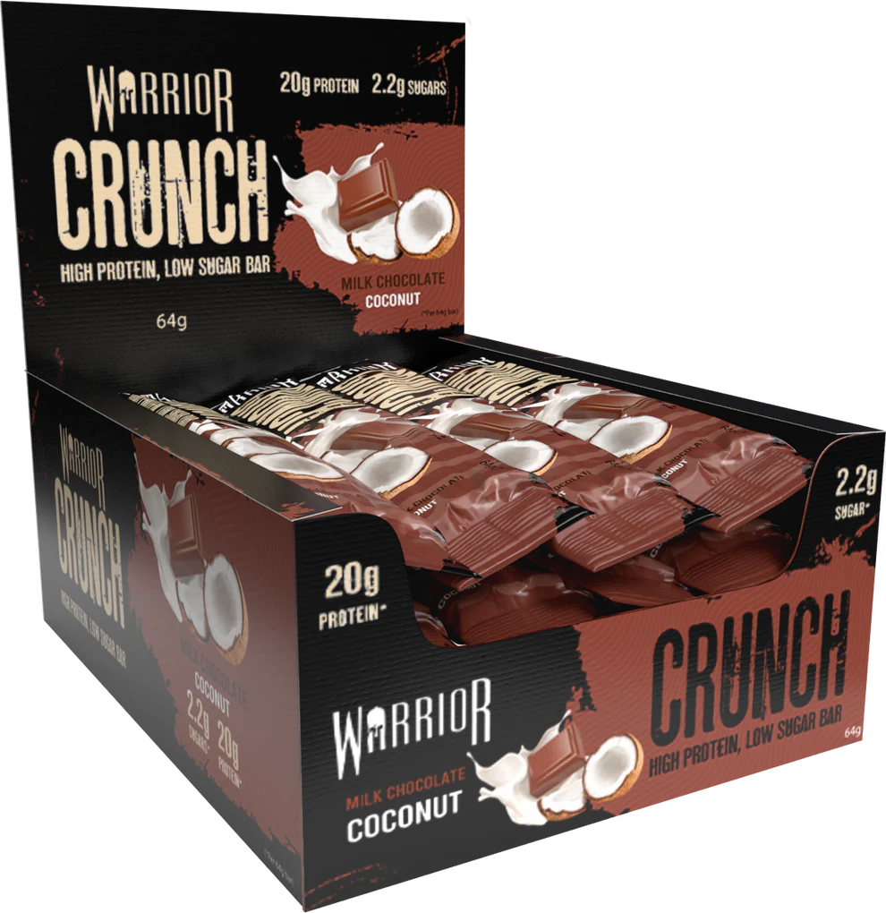 Warrior Crunch Protein Bars 12 x 64g - Milk Chocolate Coconut