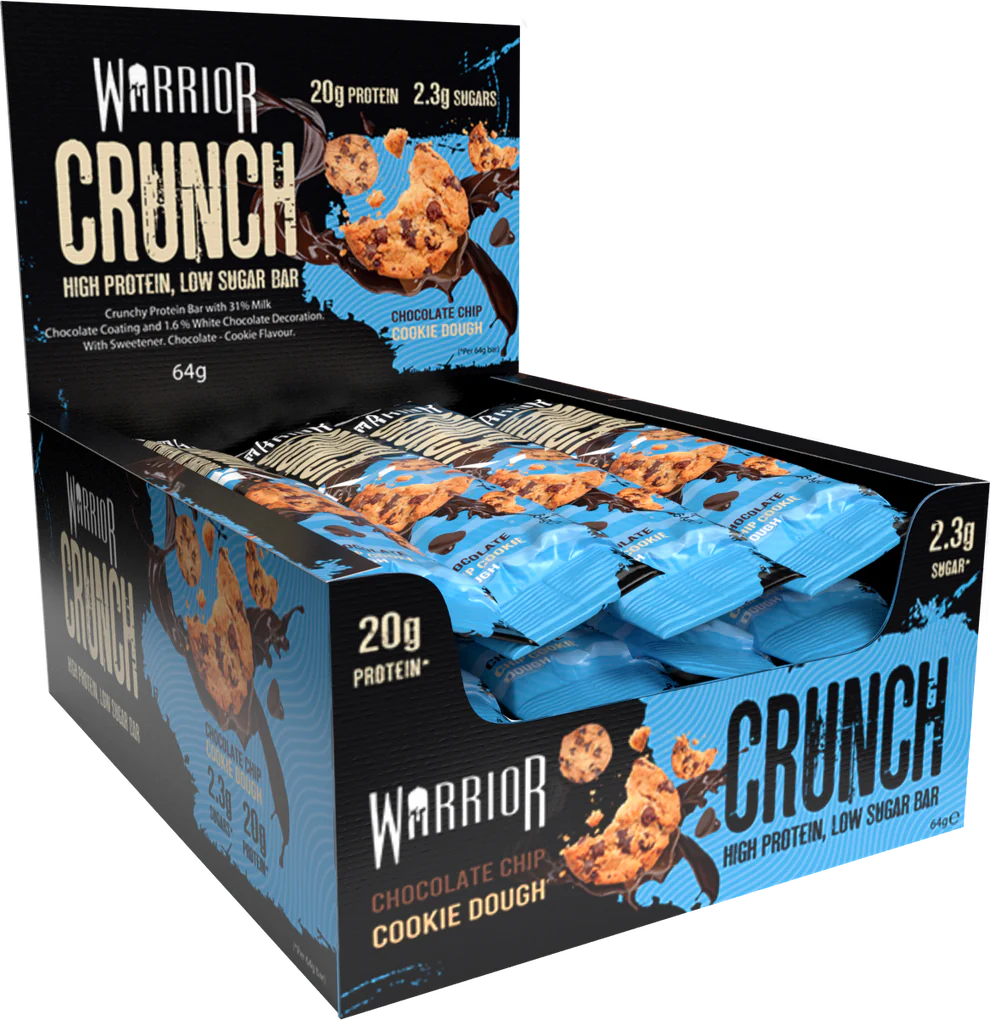 Warrior Crunch Protein Bars 12 x 64g - Choc Chip Cookie Dough