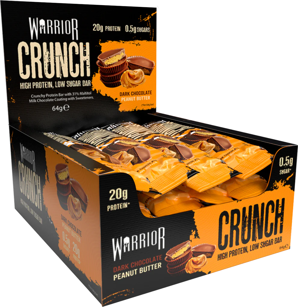 Warrior Crunch Protein Bars 12 x 64g - Dark Chocolate Peanut